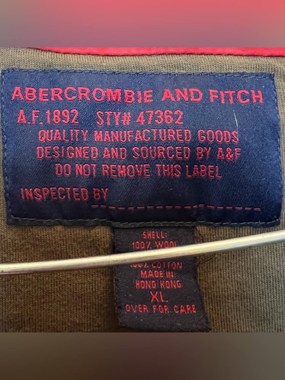 Vintage 90s Abercrombie Fitch Wool Sweater Men's XL Heavy 1/4 Zip Blue HONG KONG - Picture 4 of 11